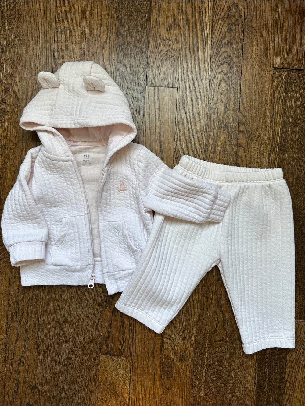 Baby Gap Light Pink Quilted Hooded Sweatshirt & Joggers Set